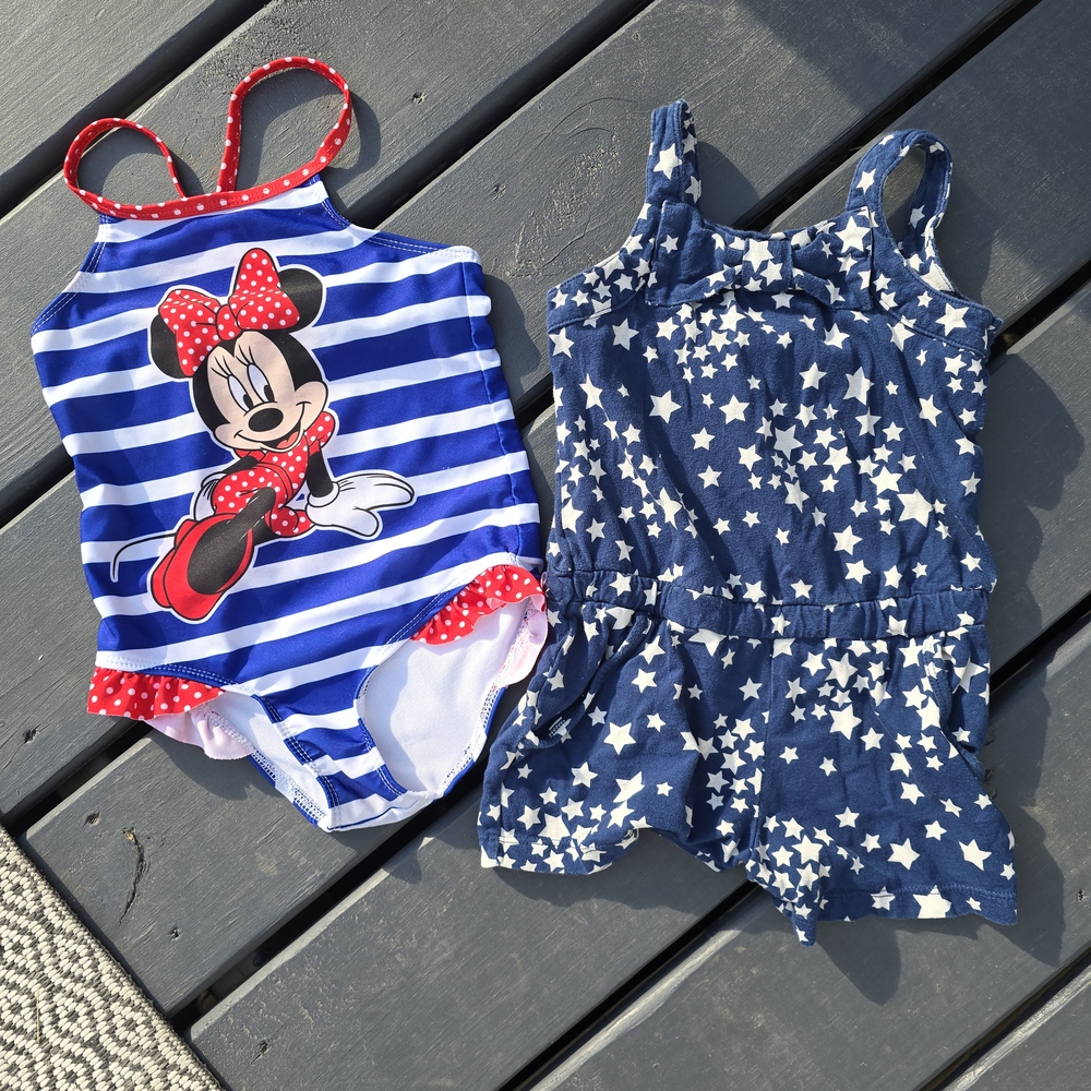 Disney Minnie Mouse Swimsuit and Star Romper Set